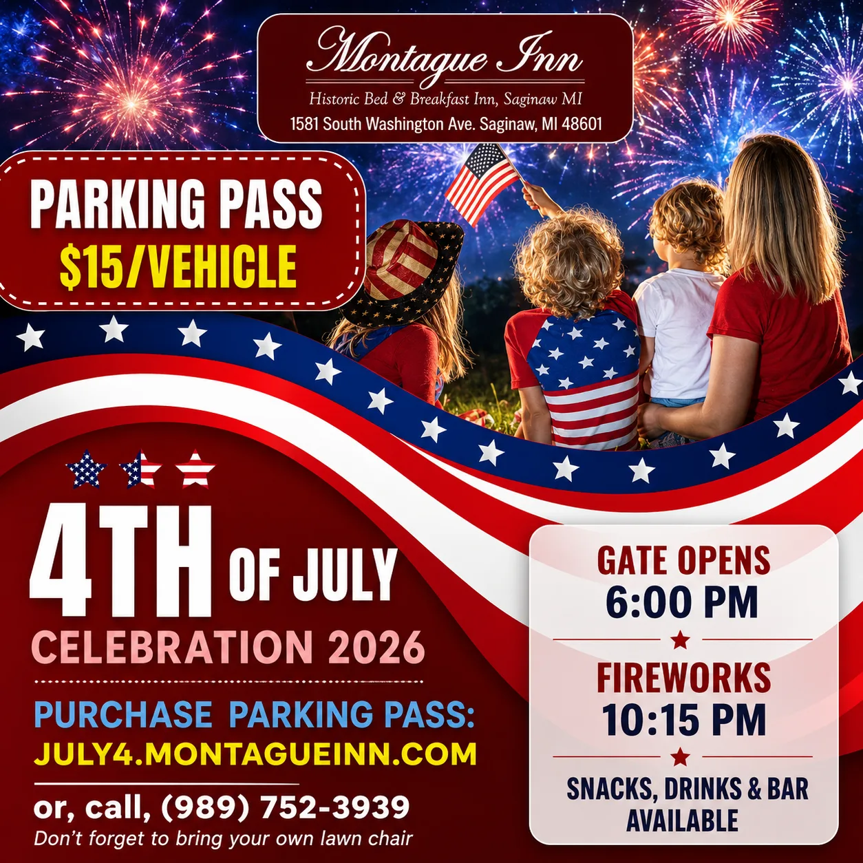 Parking Pass — 4th of July Celebration at Montague Inn